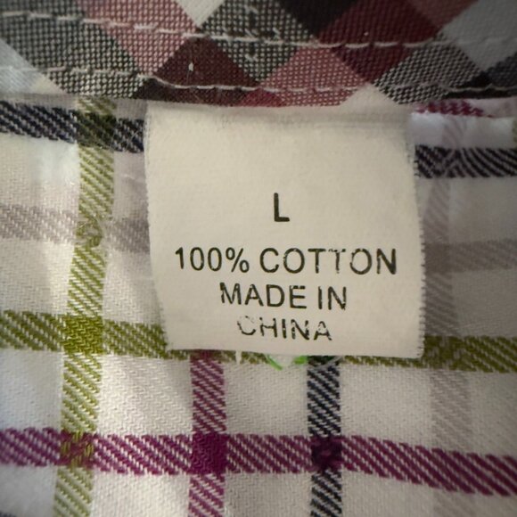 Neiman Marcus Multicolor Plaid Long Sleeve Button-Up Shirt - Size Large - Picture 7 of 11